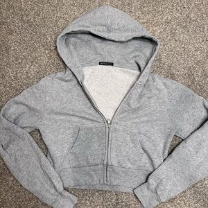 Brandy Melville Cropped Gray Zip-Up Hoodie - final sale